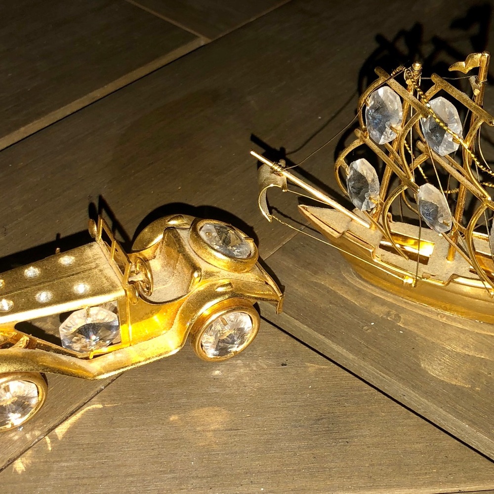 KG&C 24k gold plated for Car & sailboat Ornament Austrian Crystal 3.5”